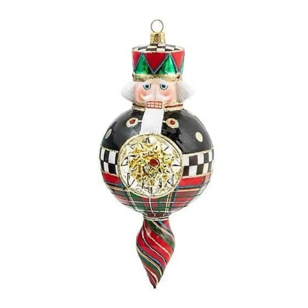 Mac-Kenzie Childs Tartastic Nutcracker Glass Ornament